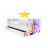 Pat Kiddy, imprimat cu Barbie, pentru 2-6 ani, cu protectie si saltea, 130x60 cm