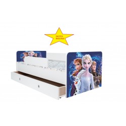 Pat Kiddy, imprimat cu Elsa, cu protectie si saltea, 160x80 cm