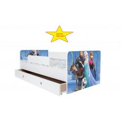 Pat Kiddy, imprimat cu Frozen, cu protectie si saltea, 140x70 cm