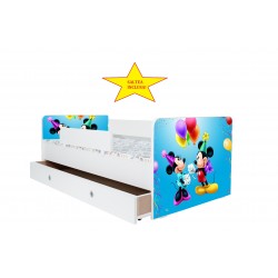 Pat Kiddy, imprimat cu Minnie si Mickey Mouse, cu protectie si saltea, 130x60 cm