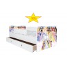 Pat Kiddy, imprimat cu Printese Disney, cu protectie si saltea, 160x80 cm