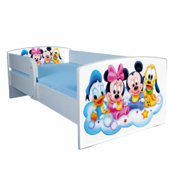 Pat tineret Mickey si prietenii, cu protectie, 130x60 cm