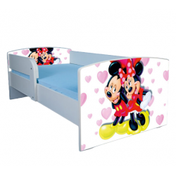 Pat tineret Mickey si Minnie, cu protectie, 130x60 cm