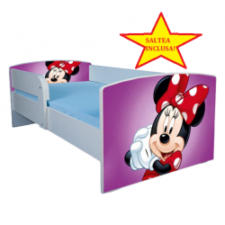 Pat tineret Minnie, cu protectie, 160x80 cm