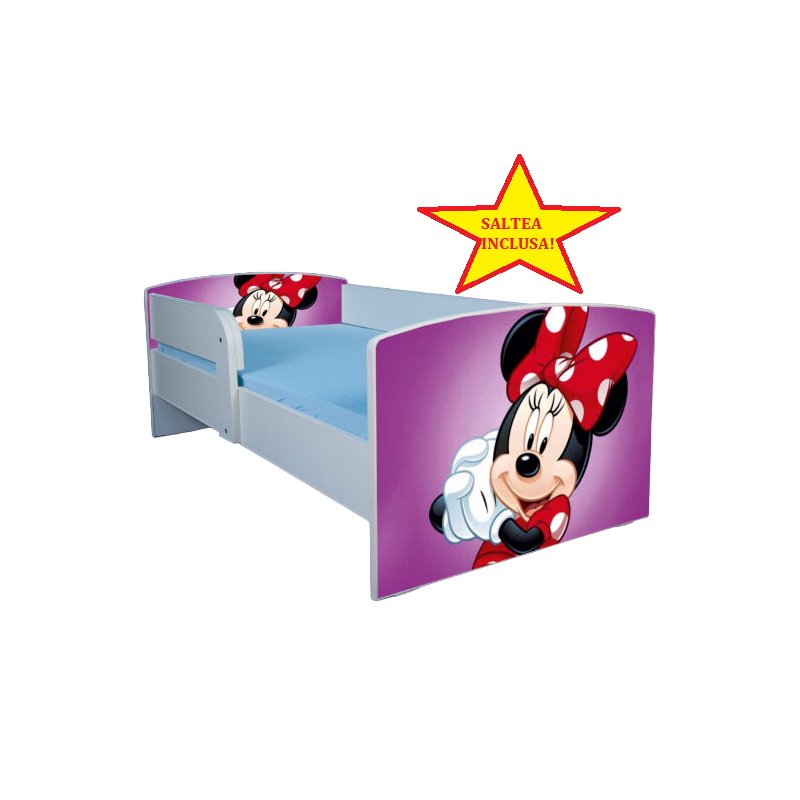 Pat tineret Minnie, cu protectie, 160x80 cm