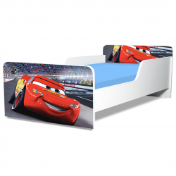 Pat junior Cars, cu saltea, 130x60 cm