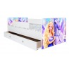 Pat Kiddy, imprimat cu Barbie, pentru 2-6 ani, cu protectie si saltea, 130x60 cm