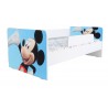 Pat Kiddy, imprimat cu model Mickey Mouse Blue, pentru 2-6 ani, cu protectie si saltea, 130x60 cm