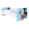 Pat Kiddy, imprimat cu model Mickey Mouse Blue, pentru 2-6 ani, cu protectie si saltea, 130x60 cm