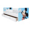 Pat Kiddy, imprimat cu model Mickey Mouse Blue, pentru 2-6 ani, cu protectie si saltea, 130x60 cm
