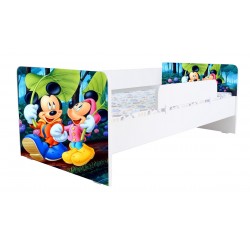 Pat Kiddy, imprimat cu Mickey si Minnie Mouse, cu protectie si saltea, 130x60 cm