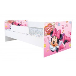 Pat Kiddy, imprimat Minnie Mouse, pentru 2-6 ani, cu protectie si saltea, 130x60 cm