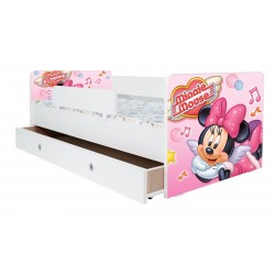 Pat Kiddy, imprimat Minnie Mouse, pentru 2-6 ani, cu protectie si saltea, 130x60 cm