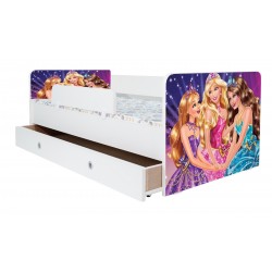 Pat Kiddy, cu imprimeu Printese, cu protectie si saltea, 130x60 cm