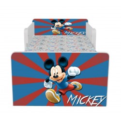 Pat star imprimat cu Mickey Mouse, cu protectie si saltea, 130x60 cm