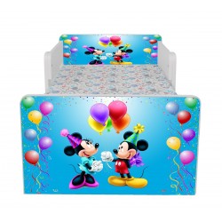 Pat Star imprimat cu Mickey si Minnie Party, cu protectie si saltea, 130x60 cm