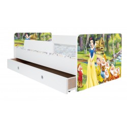 Pat Kiddy, imprimat cu Alba ca Zapada, cu protectie si saltea, 130x60 cm