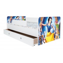 Pat Kiddy, imprimat cu Alba ca Zapada si Piticii, cu protectie si saltea, 130x60cm
