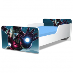 Pat junior Iron Man, cu saltea, 180x80 cm