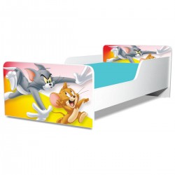 Pat junior Tom si Jerry, cu saltea, 130x60 cm