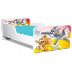 Pat junior Tom si Jerry, cu saltea, 130x60 cm