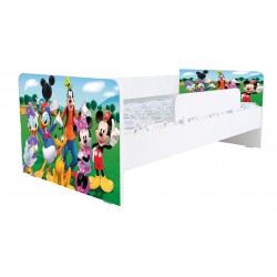 Pat kiddy, imprimat cu Mickey si Prietenii, cu protectie si saltea, 180x80 cm