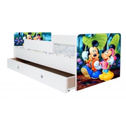 Pat Kiddy, imprimat cu Mickey si Minnie Mouse, cu protectie si saltea, 160x80 cm