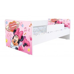 Pat Kiddy, imprimat Minnie Mouse, pentru 2-12 ani, cu protectie si saltea, 160x80 cm