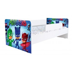 Pat Kiddy, imprimat cu Eroii in pijamale, cu protectie si saltea, 140x70 cm