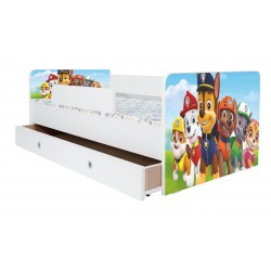 Pat Kiddy, imprimat cu Paw Patrol, cu protectie si saltea, 160x80 cm