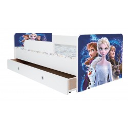 Pat Kiddy, imprimat cu Elsa, cu protectie si saltea, 160x80 cm