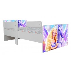 Pat Star imprimat cu Barbie, cu protectie si saltea, 140x70 cm