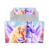 Pat Star imprimat cu Barbie, cu protectie si saltea, 140x70 cm