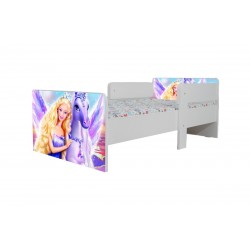 Pat Star imprimat cu Barbie, cu protectie si saltea, 140x70 cm