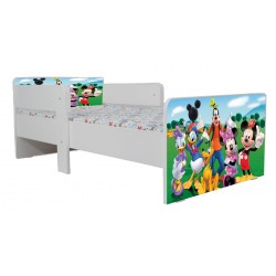 Pat Star imprimat cu Mickey si Prietenii, cu protectie si saltea, 160x80cm
