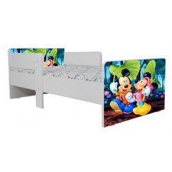 Pat Star imprimat cu Mickey si Minnie, cu protectie si saltea, 140x70 cm