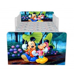 Pat Star imprimat cu Mickey si Minnie, cu protectie si saltea, 140x70 cm