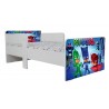 Pat Star imprimat cu Eroii in pijamale blue, cu protectie si saltea, 140x70 cm