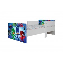 Pat Star imprimat cu Eroii in pijamale blue, cu protectie si saltea, 140x70 cm